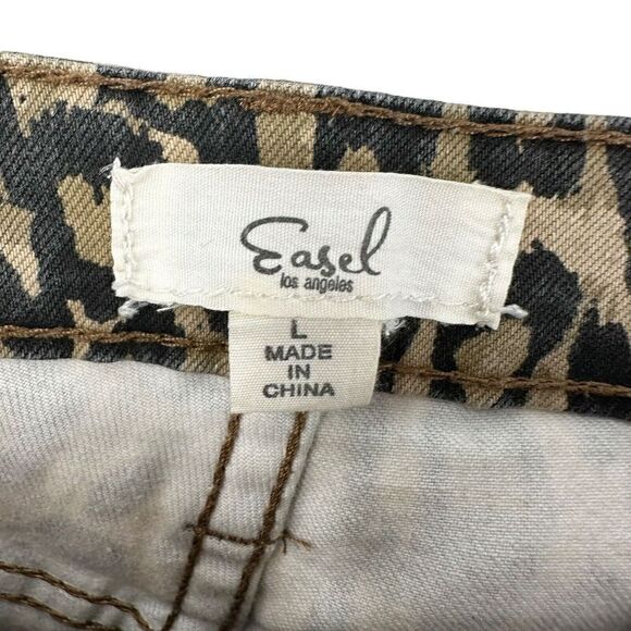 Easel Animal Print Jeans Brown Skinny Distressed Stretchy Denim Size L Cheetah - Picture 7 of 8